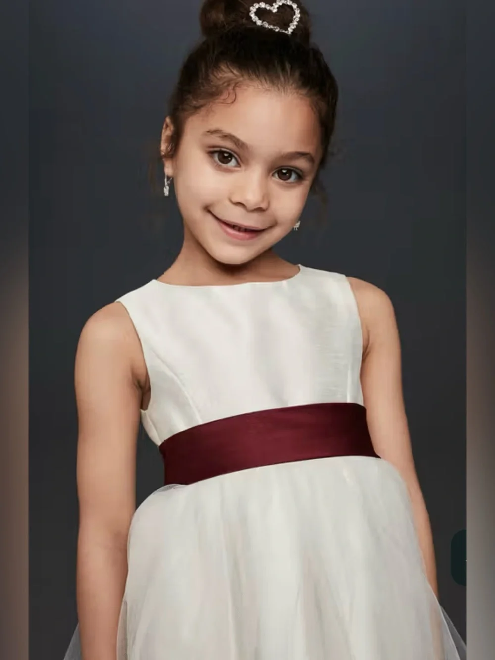 David’s Bridal Satin Flower Girl Sash with Back Bow Petal Blush Pink Wedding
